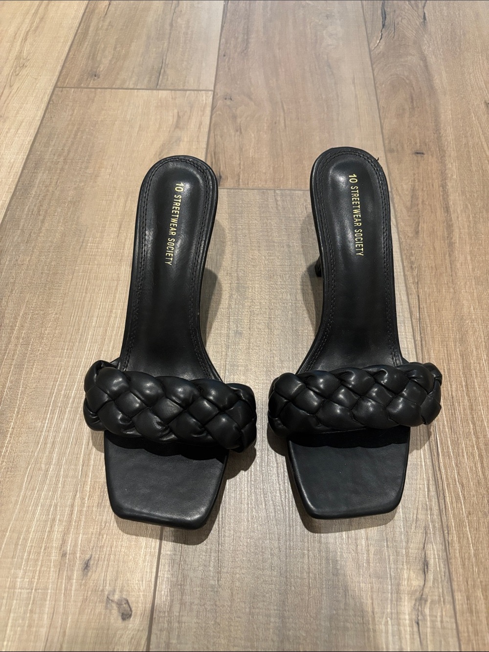 Streetwear Society Black Braided Slide Heels - Women Size 10